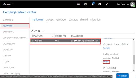Enable archive mailboxes for Microsoft 365 .